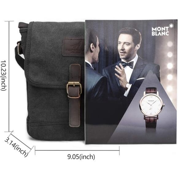 Canvas Messenger Bag Small Crossbody Bag Casual Travel Working Tools Bag - Picture 6 of 8